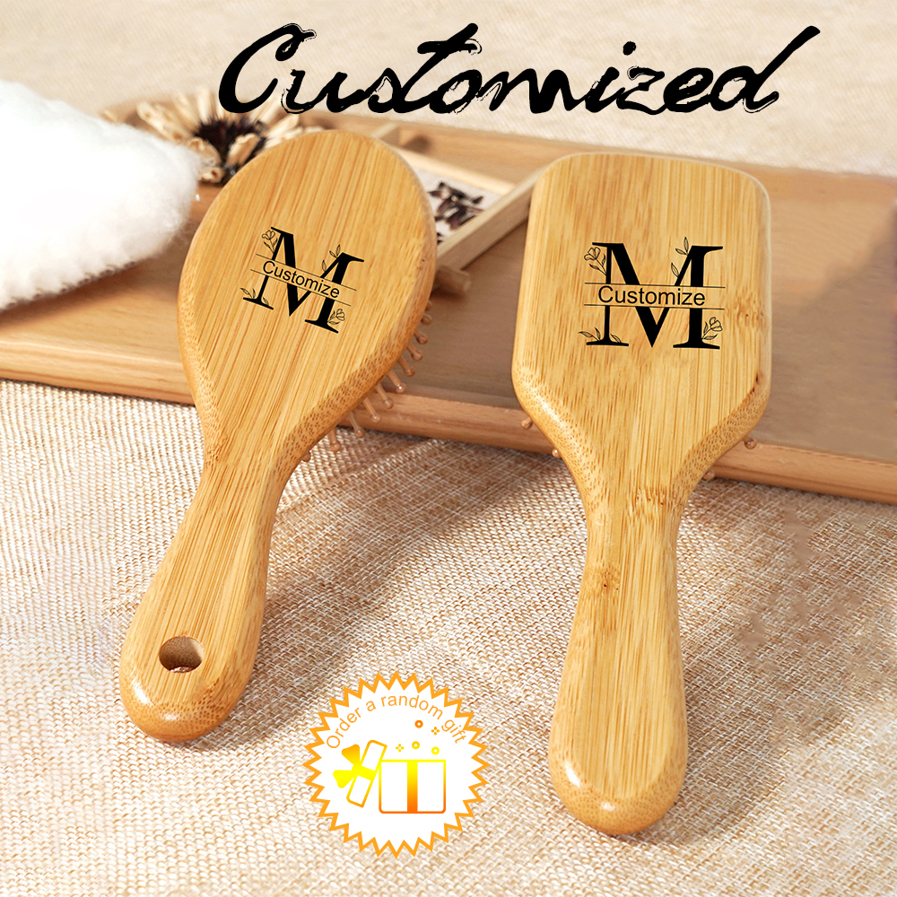 Bamboo Hair Brush - 1pc Personalised Custom Bamboo Hairbrush Air