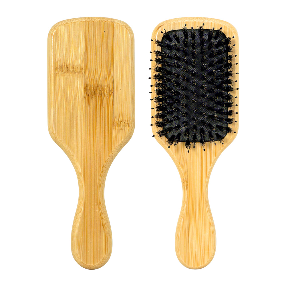 Bamboo Hair Brush - Square Air Cushion Bamboo Comb Natural