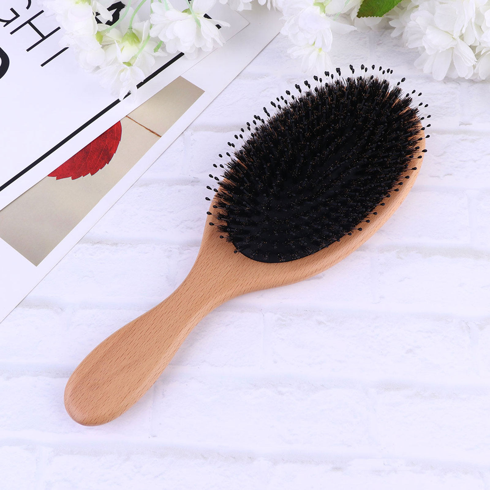 Bamboo Hair Brush - 2 Pcs Bamboo Bristle Brush Boar