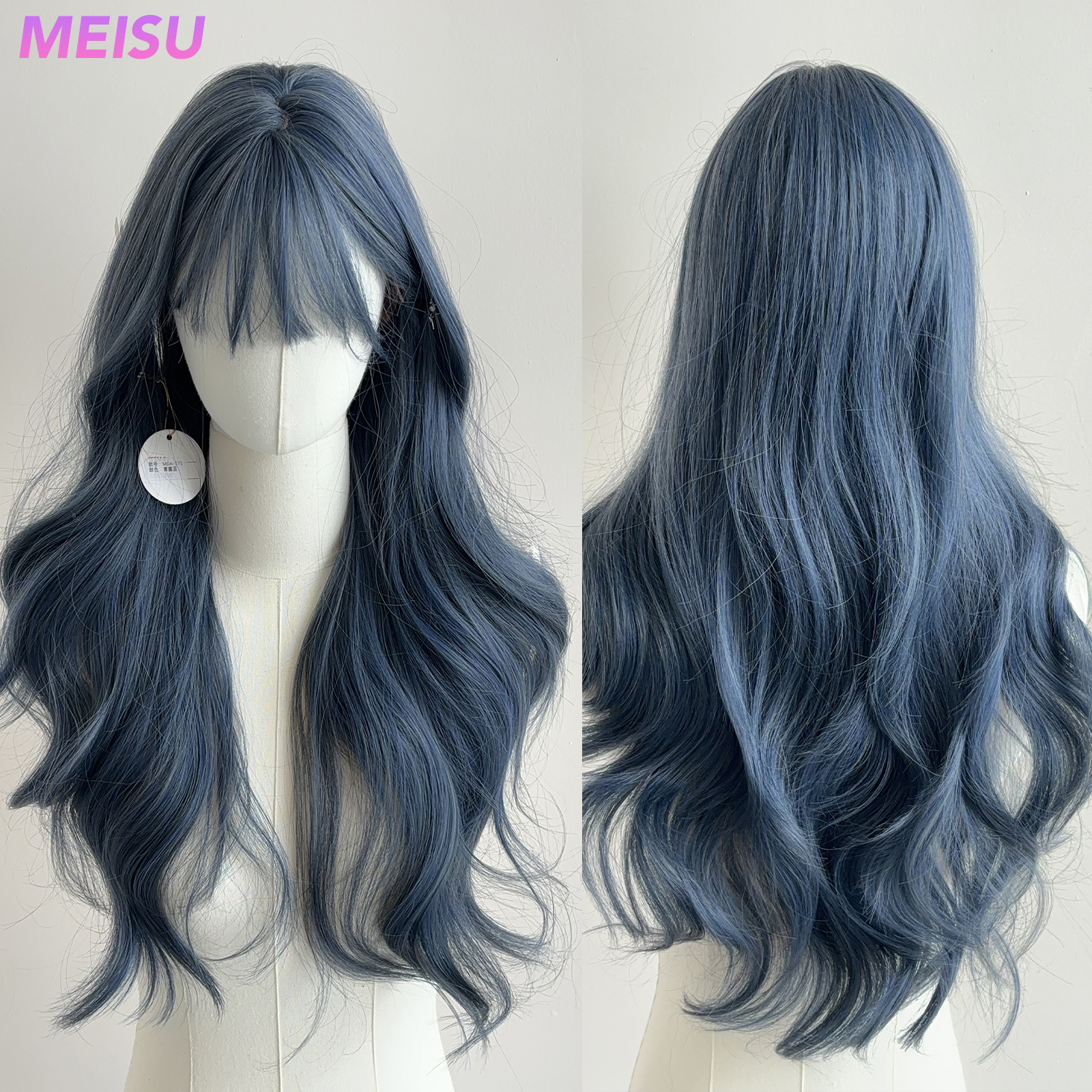 MEISU 24 Inch Blue Curly Wave  – Hair Care Curly Hair recenzja i cena