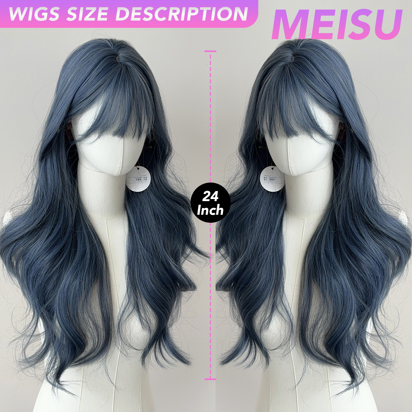 MEISU 24 Inch Blue Curly Wave  – Hair Care Curly Hair recenzja i cena