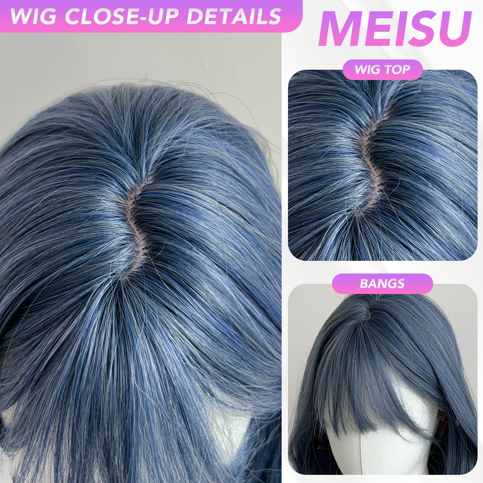 MEISU 24 Inch Blue Curly Wave  – Hair Care Curly Hair recenzja i cena