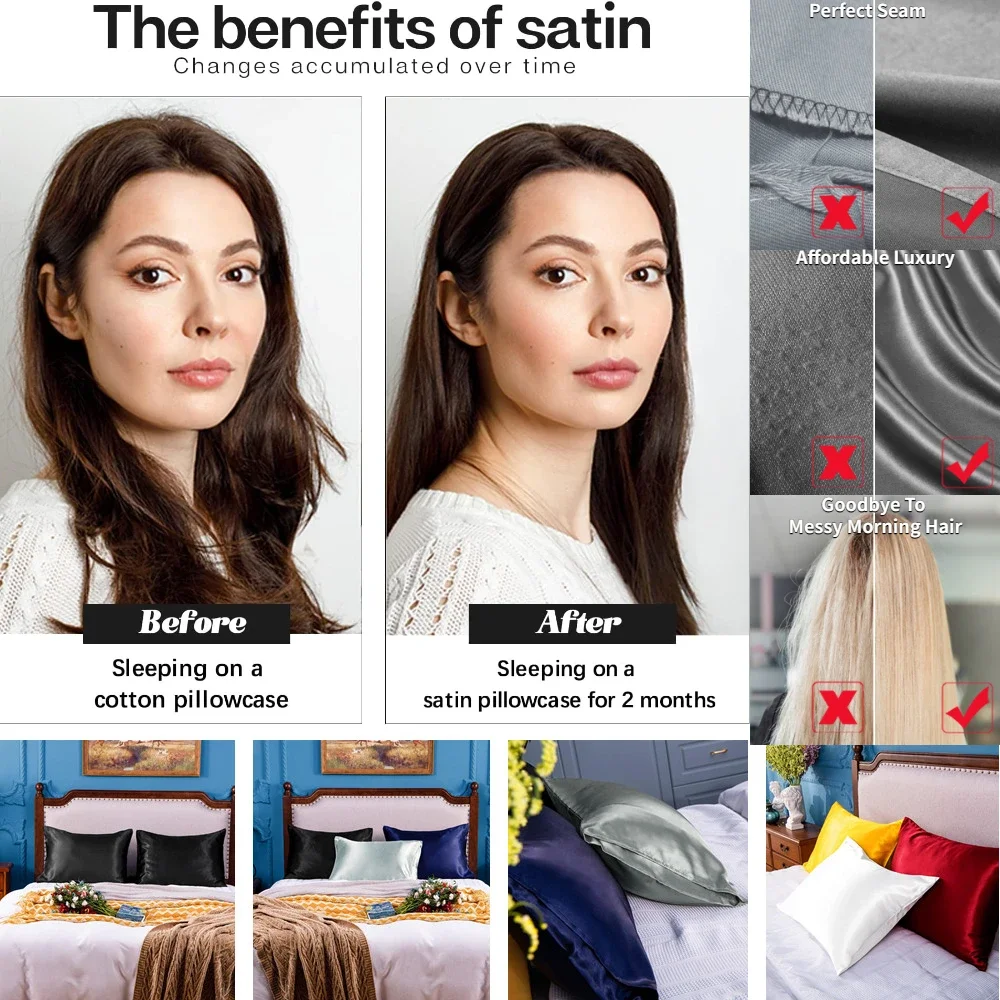 2 Pack Satin Pillowcase for Ha – Satin Pillowcase Silk recenzja i cena