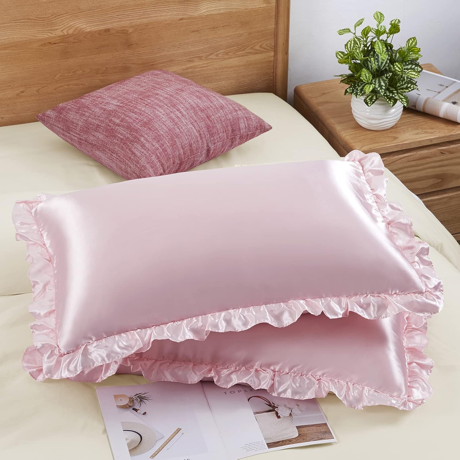 2Pcs Satin Ruffled Pillow Case – Satin Pillowcase Silk recenzja i cena
