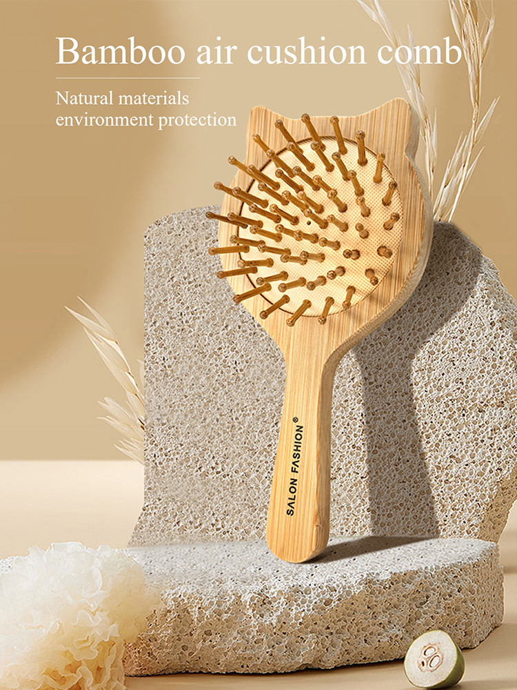 Cute Cat Wooden Comb Bamboo Ma – Bamboo Hair Brush recenzja i cena